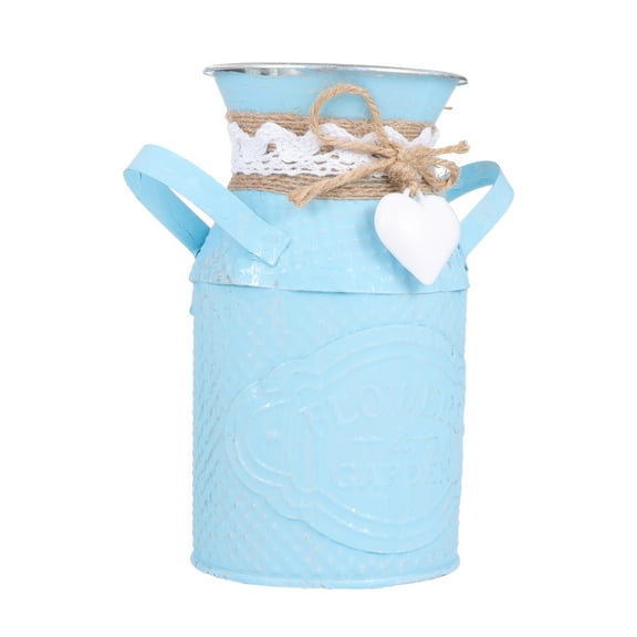 OUNONA Vase Flower Milk Jug Vintage Galvanized Metal Pitcher Retro Can Household Bucket Rustic Style Decorative
