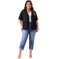 thumbnail image 3 of DARING DIVA Women's Plus Button Down Sheer Knitted Sweater 1X Black, 3 of 6