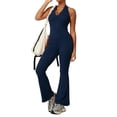 thumbnail image 3 of Sentmoon Summer Rompers for Women 2026 Summer Vacation Outfits for Women V Neck Solid Color Lace Backless Slim Fit Summer Jumpsuits for Women 2026 for Gym and Workout, 3 of 7