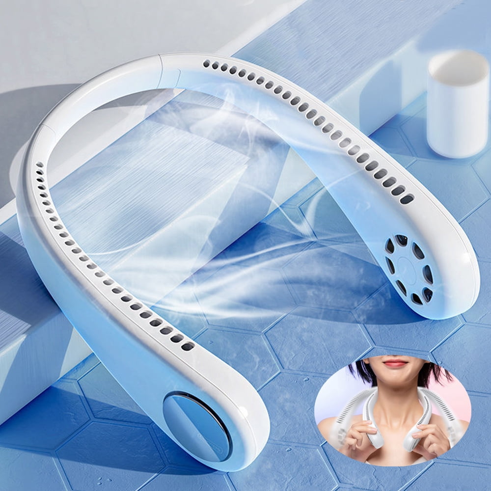 Portable Neck Fan, USB Bladeless Hanging Neck Fan, Personal Mini Neck Air Conditioner W/ 3 Wind