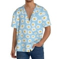 thumbnail image 7 of Lsque Floral Daisy print Men's Cuban Collar Short Sleeve Shirt Summer Beachwear Casual Button Down Fashionable Vacation Leisure Shirt-4X-Large, 7 of 7