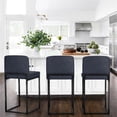 thumbnail image 3 of Sophia & William 24.6" Bar Stools Set of 3 PU Leather Counter Height Bar Stools with Back Modern Counter Height Chair for Kitchen Island, Black, 3 of 14