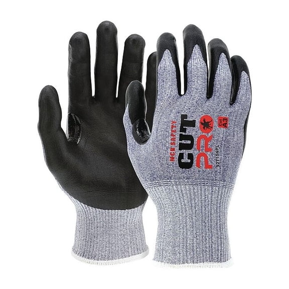 MCR Safety B3114411 Cut Pro Gloves - Nitrile Palm & Fingers - Abrasion 4 - Puncture 4 - Gray - Pack of 2