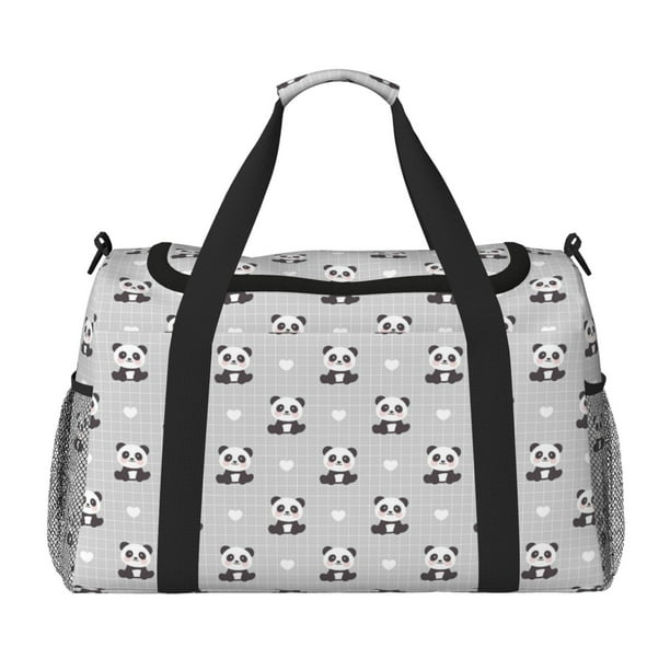 Fotbe Panda Bear Bolsa de Viaje con Estampado, Bolsa de Fin de Semana para Mujer con Compartimento para Zapatos, Bolsa de Gimnasio con Bolsillo Húmedo