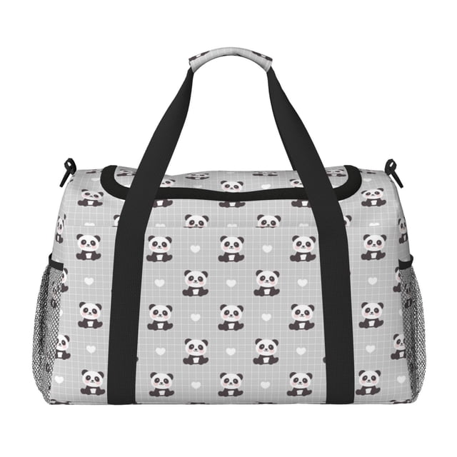 Fotbe Panda Bear Bolsa de Viaje con Estampado, Bolsa de Fin de Semana para Mujer con Compartimento para Zapatos, Bolsa de Gimnasio con Bolsillo Húmedo