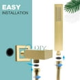 thumbnail image 4 of Solid Brass High Pressure Hand Held Shower Wand Square Head with Adjustable Supply Elbow Wall Connector Shower Holder and Hose Set, Brushed Nickel, 4 of 9