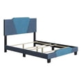 thumbnail image 2 of Skyline Decor Upholstered Geometric Ocean and Medium Blue Linen Platform Bed Frame, Queen, 2 of 5