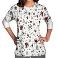 thumbnail image 2 of Luxalzxs Women Short Sleeve V-Neck Tops Workwear T-Shirt Christmas Print Cute Scrub Top Nurse Working Uniform Blouse with Pockets, 2 of 5
