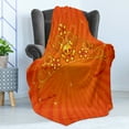 thumbnail image 4 of Queen Soft Flannel Fleece Throw Blanket, Halloween Princess Crown with Little Skull Daisies on Radial Orange Backdrop Stars, Cozy Plush for Indoor and Outdoor Use, 60" x 80", Orange, by Ambesonne, 4 of 5