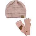 thumbnail image 1 of Unisex Soft Stretch Cable Knit Beanie and Anti-Slip Touchscreen Gloves 2 Pc Set 2 Pc Set, 1 of 3