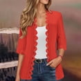 thumbnail image 3 of Lixiuxyad Womens Open Front Cardigan Women's Cardigan Summer Fashion Style Lace Short Sleeve Open Front Kimono For Women,Red, 3 of 6