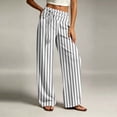 thumbnail image 6 of Ynynloco Women's Cotton Striped Wide Leg Pants Comfy Pajama Pants High Waist Wide Leg Lounge Pants Lightweight Loose PJ Bottoms, 6 of 6
