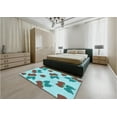 thumbnail image 4 of Ahgly Company Indoor Square Patterned Tron Blue Area Rugs, 6' Square, 4 of 6