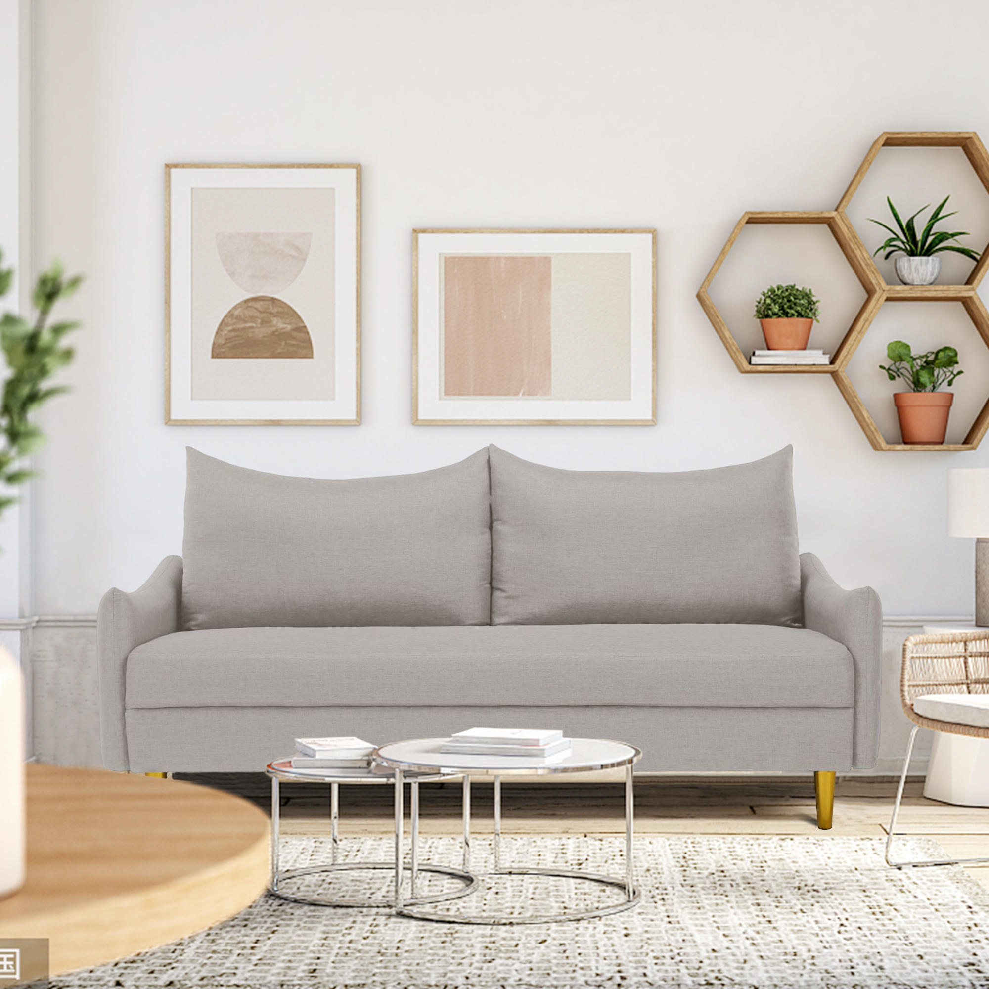 Kowilk Loveseat Sofa, 67'' Small Mid Century Modern Loveseats Couch for