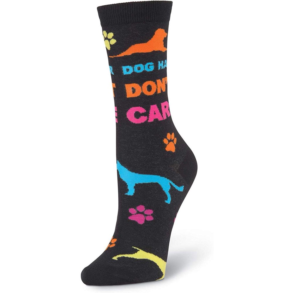 K. Bell Socks K. Bell Dog Hair Don't Care Crew, Black, Womens Sock