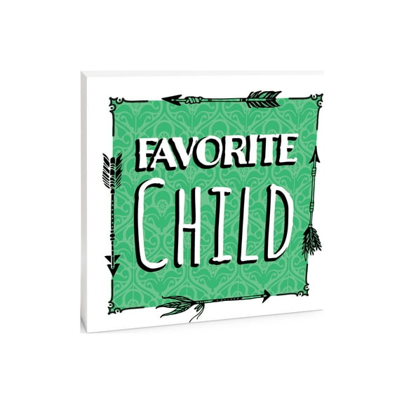 Favorite Child Neon Green Arrows 10 x 10 Wood Tabletop Sign Plaque