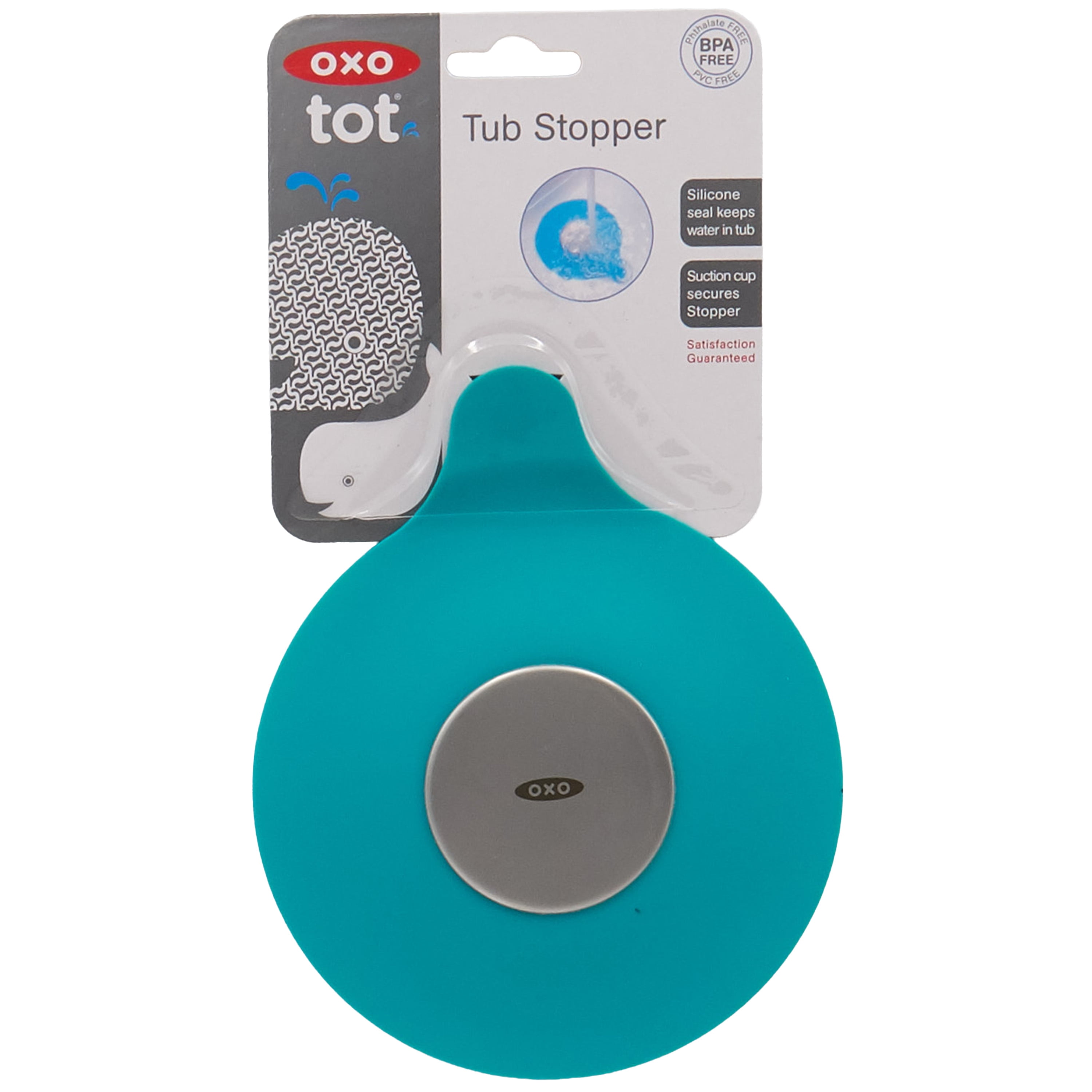 OXO Tot Bathtub Drain Stopper, Baby-Safe Silicone Plug, Teal