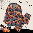 thumbnail image 4 of Womens Halloween Pajamas 2 Piece Set Funny Print Long Sleeve Button Sleepwear Comfy Long Pants Relaxed Fit Cute Pj Set, 4 of 5