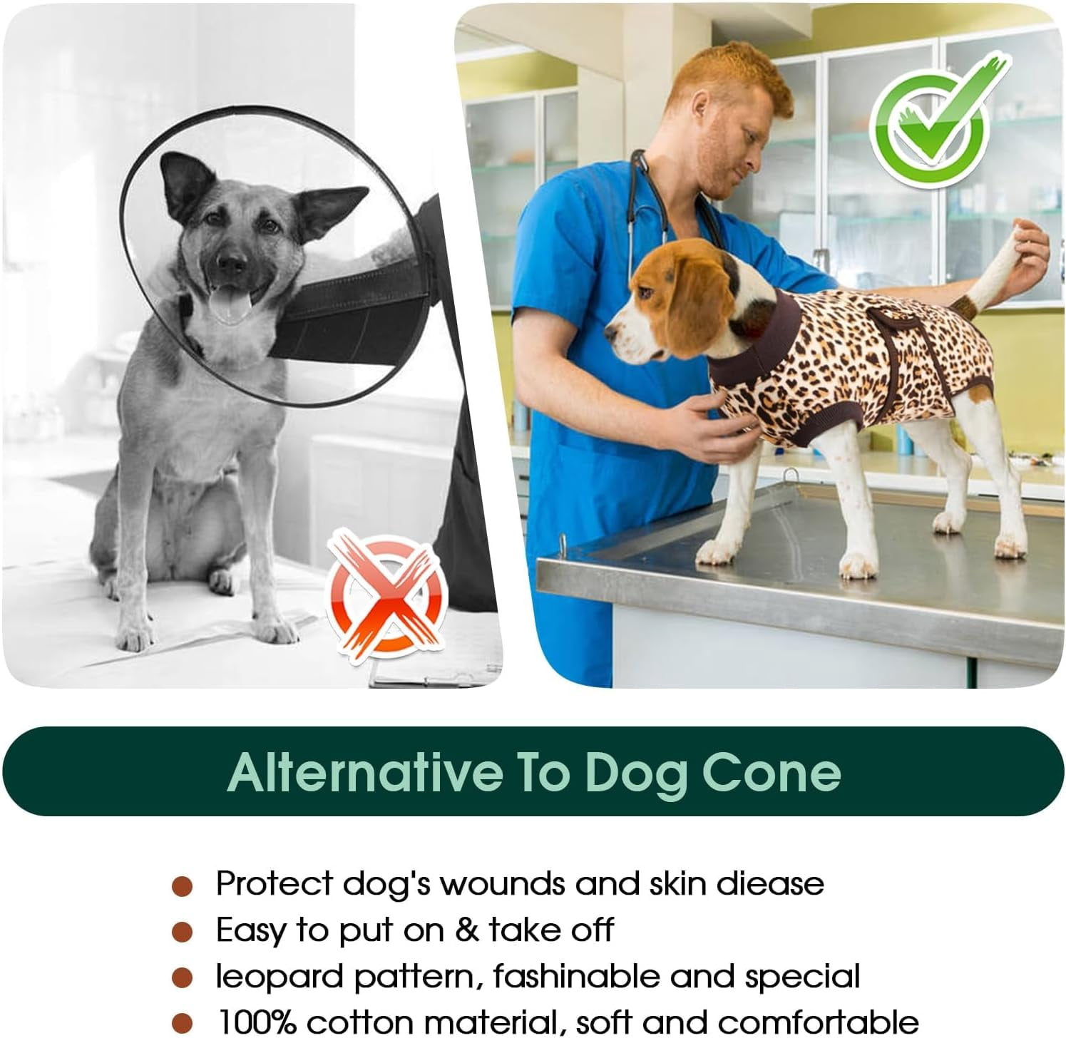 Kuoser Dog Surgical Recovery Suit, Recovery Suit for Female Male Dogs after Surgery, Brown, XL