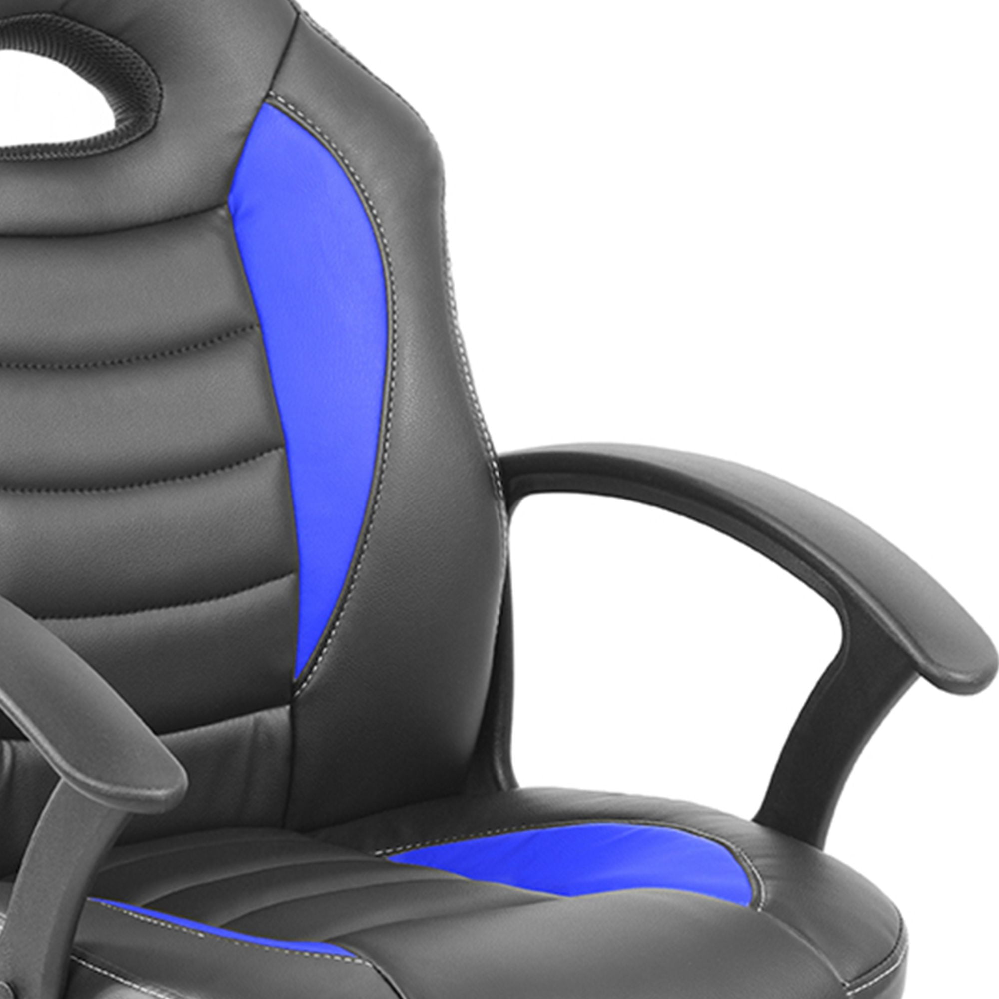 Techni Office Solutions 35.25" Black and Blue Techni Mobili Kid's Gaming and Student Racer Chair
