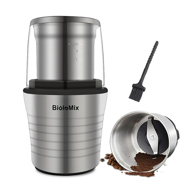 Electric Coffee Grinder and Blender Grinder for Coffee Beans, Flax Seeds and Other Spices - Stainless Steel