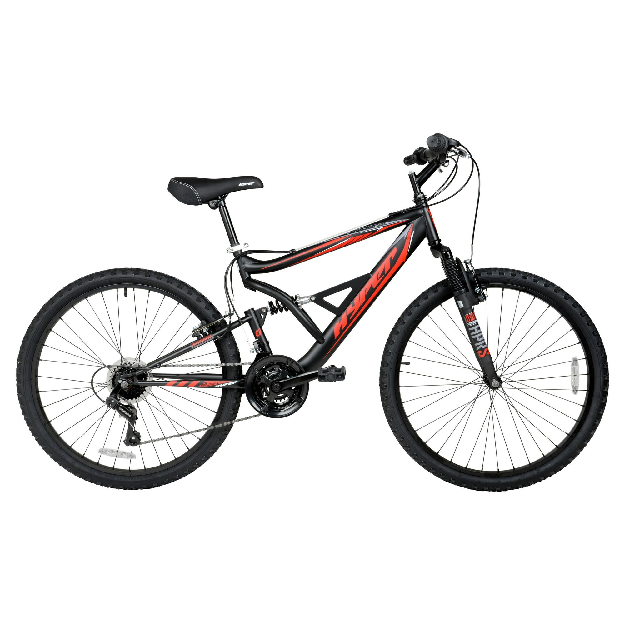 Hyper Bicycles 26" Shocker Mountain Bike, Adult Ages 14+, Black/Red