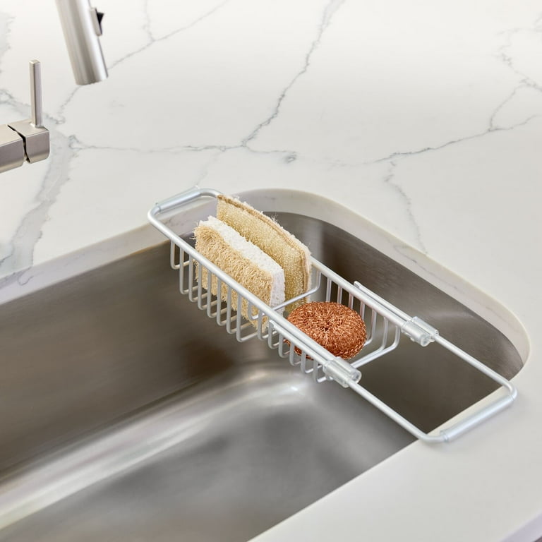 iDesign Aluminum Silver Metro Over the Sink Caddy Basket, Silver 