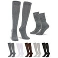 thumbnail image 2 of Spencer Women's Slouch Socks Knit Extra Long Scrunch Knee High Sock Leg Warmer Boot Socks for Girls (Black), 2 of 9