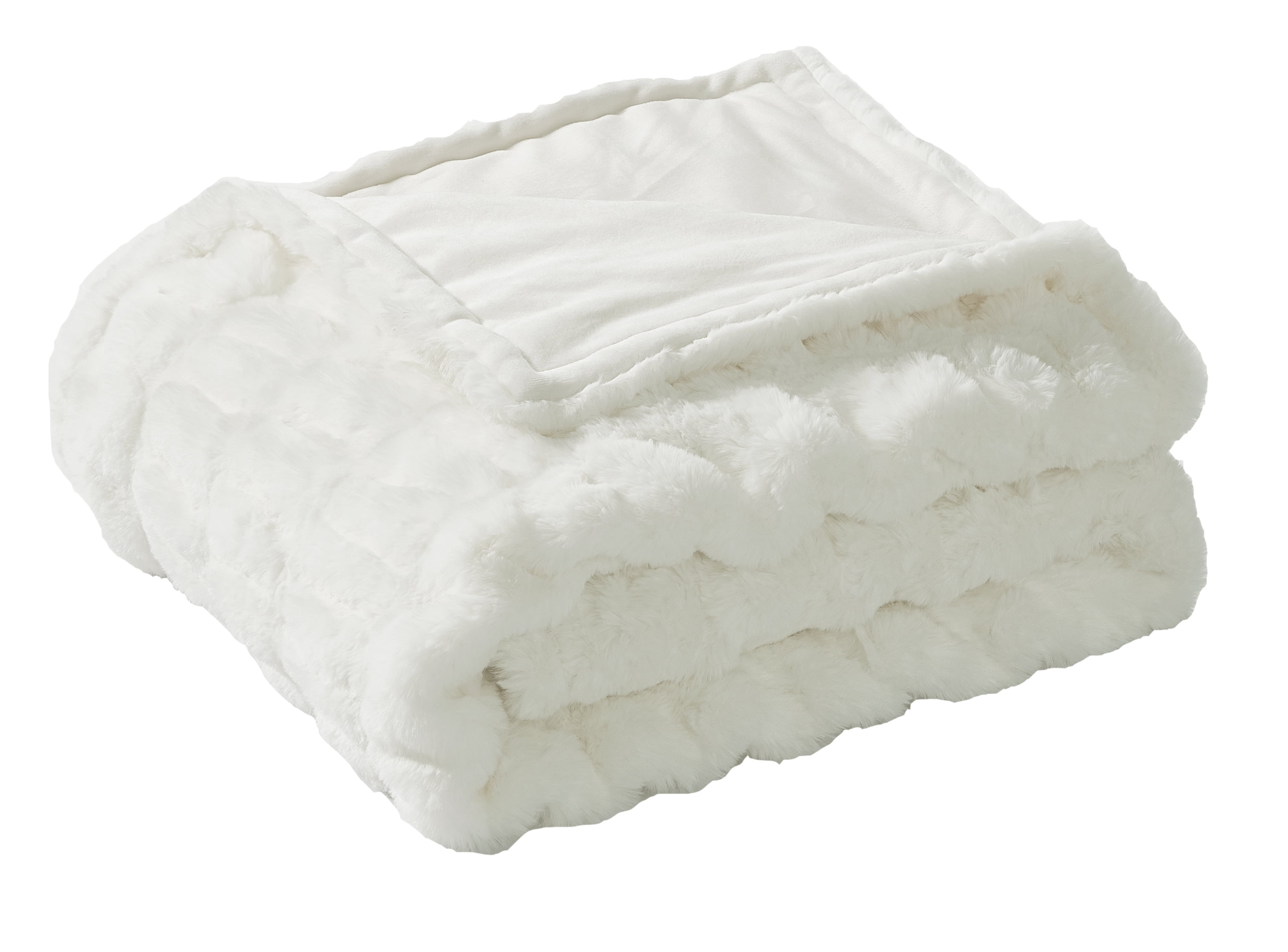 Home Soft Things Faux Fur Shar Pei Throw & Pillow Cover Combo - Cloud Dancer - 60" x 80"/20" x 20"