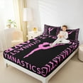 thumbnail image 5 of Feelyou Girl Gymnastics Twin Sheet Sets, Black Pink Sequin Print Twin Fitted Sheet, Modern Sports Lover Flat Sheet, Luxury Bedroom Decor, 3-Piece, 5 of 8