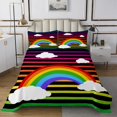 thumbnail image 1 of Erosebridal Kids Cartoon Rainbow Coverlet Set King, Gradient Stripes Bedding Set, Cloud Room Decor, 3-Piece, 1 of 5