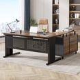 thumbnail image 6 of Tribesigns 63 Inch Executive Desk with File Cabinet, L Shaped Computer Desk with Drawers and Storage Shelves, Large Office Desk Business Furniture Desk Workstation for Home Office, Brown and Black, 6 of 8