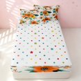 thumbnail image 4 of Erosebridal Cartoon Flower Zipper Queen Comforter Set with Fitted Sheet and 2 Pillowcases, Chic Floral Zipper Bedding Set, Polka Dots Reversible, Orange Teal Yellow, Polka Dots Reversible, 4 of 7
