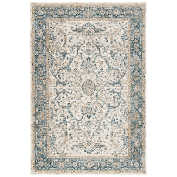 SAFAVIEH Valencia Renae Medallion Polyester Area Rug, Ivory/Blue, 8' x 10'