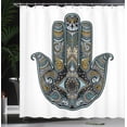 thumbnail image 3 of Ambesonne Hamsa Shower Curtain, Vintage Eye Pattern Oriental, 69"Wx75"L, Pale Turquoise, 3 of 4