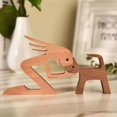 thumbnail image 6 of Family Puppy Wood Dog Craft Figurine Valentine's Day Gift Carving Model Home Office Decoration Christmas Gift Couple Decoration, 6 of 9