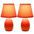 thumbnail image 2 of Creekwood Home Nauru 9.45" Traditional Petite Ceramic Oblong Bedside Table Desk Lamp Two Pack Set with Matching Tapered Drum Fabric Shade for Nightstand, End Table, Dorm, Orange, 2 of 5