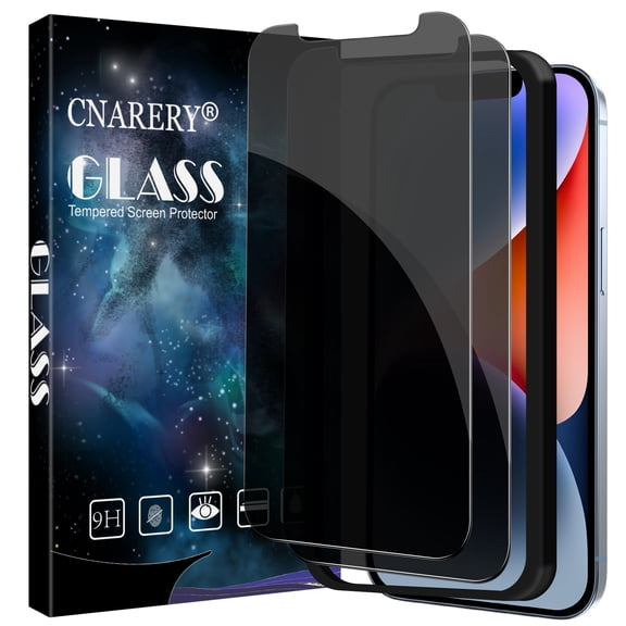 [2 Pack] Cnarery Privacy Screen Protector for iPhone14 iPhone 13 and iPhone 13 Pro, Anti Spy 9HTempered Glass with Alignment Frame Easy Installation Case Friendly