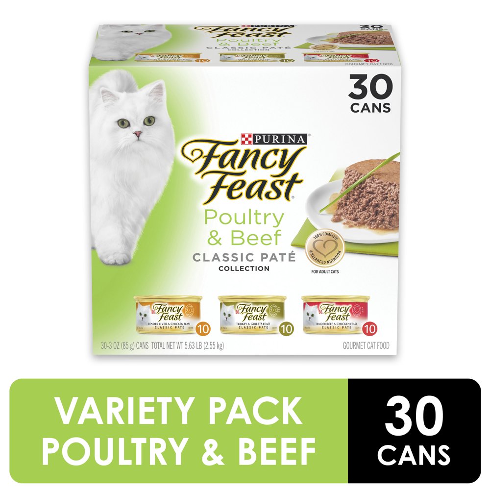 (30 Pack) Fancy Feast Grain Free Pate Wet Cat Food Variety Pack