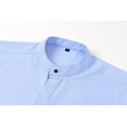 thumbnail image 4 of Mens Shirts Retro Stand Collar Long Sleeve Stretchy Business Tops Formal Solid Color Comfortable Men Dress Shirt, 4 of 5