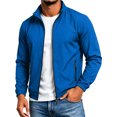 thumbnail image 4 of Lightweight Jackets For Men Full Zip Windbreaker Stand Up Collar Fashionable Casual Jacket With Pockets Royal Blue 3XL, 4 of 5