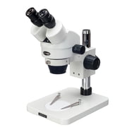 AmScope SM-1BSZ Professional Binocular Stereo Zoom Microscope, WH10x Eyepieces, 3.5x-90x Magnification, 0.7X-4.5X Zoom Objective, Ambient Lighting, Pillar Stand, Includes 0.5x and 2.0x Barlow Lenses