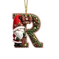thumbnail image 2 of romoty Personalized Christmas Letter Ornaments, Cute Gnome Kitten Initial Pendants, 2D Flat Acrylic Monogram Tree Car Mirror Decor, 2 of 6