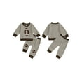thumbnail image 2 of Loicainy Toddler Baby Boy Fall Clothes Set 6 12 18 24 Months 2T 3T Football Embroidery Long Sleeve Pullover Elastic Waist Stripe Pants 2Pcs Fall Outfit, 2 of 9