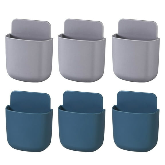 FUEENIRVA 6Pcs Wall Mounted Cellphone Organizers Adhesive Storage Racks with TV Controller Holder Assorted Color