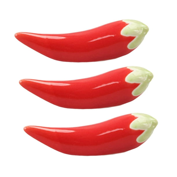 3 piezas de soporte para tenedores, lindo soporte de cerámica con forma de chile para palillos, utensilios para palillos Rojo
