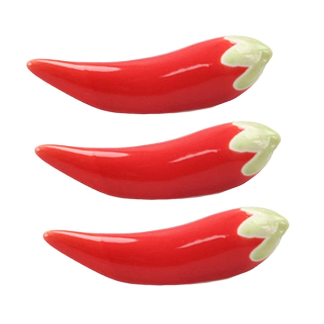 Abbracc Support de Cuillère en Forme de Chili 3 Pcs, Support de Cuillère à Dîner, Mini Vaisselle et Baguettes Rouge