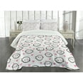 thumbnail image 3 of Ambesonne Narwhal Quilted Bedspread Set 3 Pcs, Doodle Style Whales, King Size, Pink Black White, 3 of 5