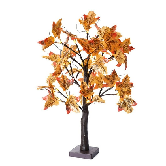 Pompotops Fall Decor Tree Lights Led Maple Leaf Thanksgiving Scene Decoration Glowing Tree Halloween Indoor Event Party Home Decoration Lights