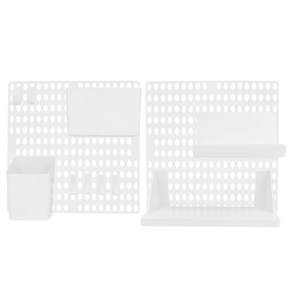 TABLZONE Wall Pegboard Organizer with Plastic Storage Boxes, Easy to Install, White, Garage and Workshop Storage Solution